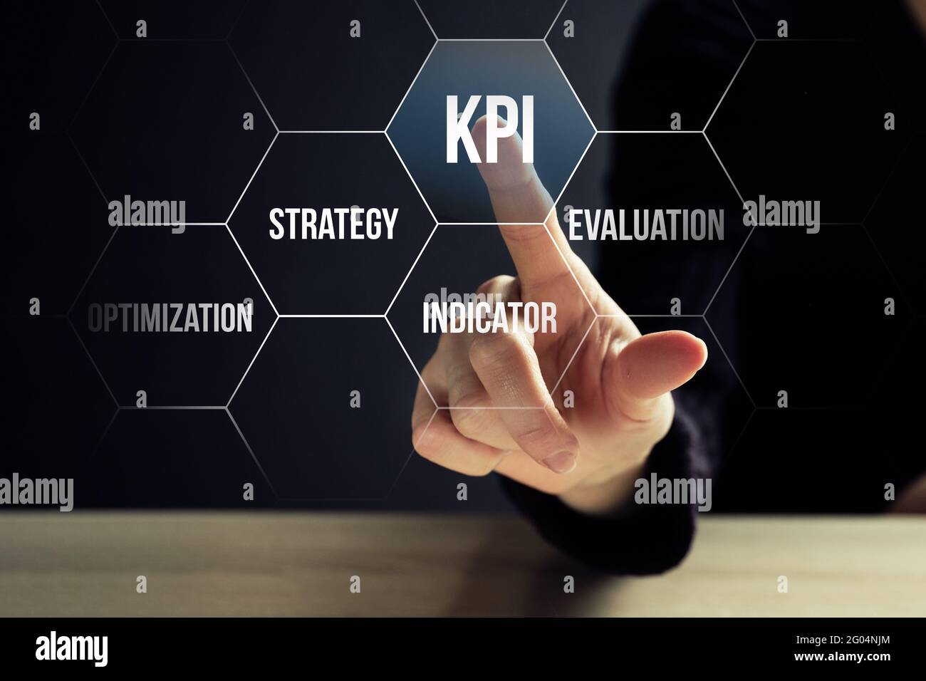 Konzept-kpi oder Key Performance Indicators steuern den Arbeitsstand der Mitarbeiter. Stockfoto