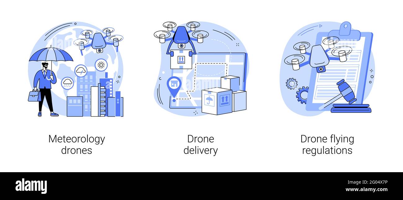 Autonome Flugzeuge verwenden abstrakte Konzept-Vektor-Illustrationen. Stock Vektor