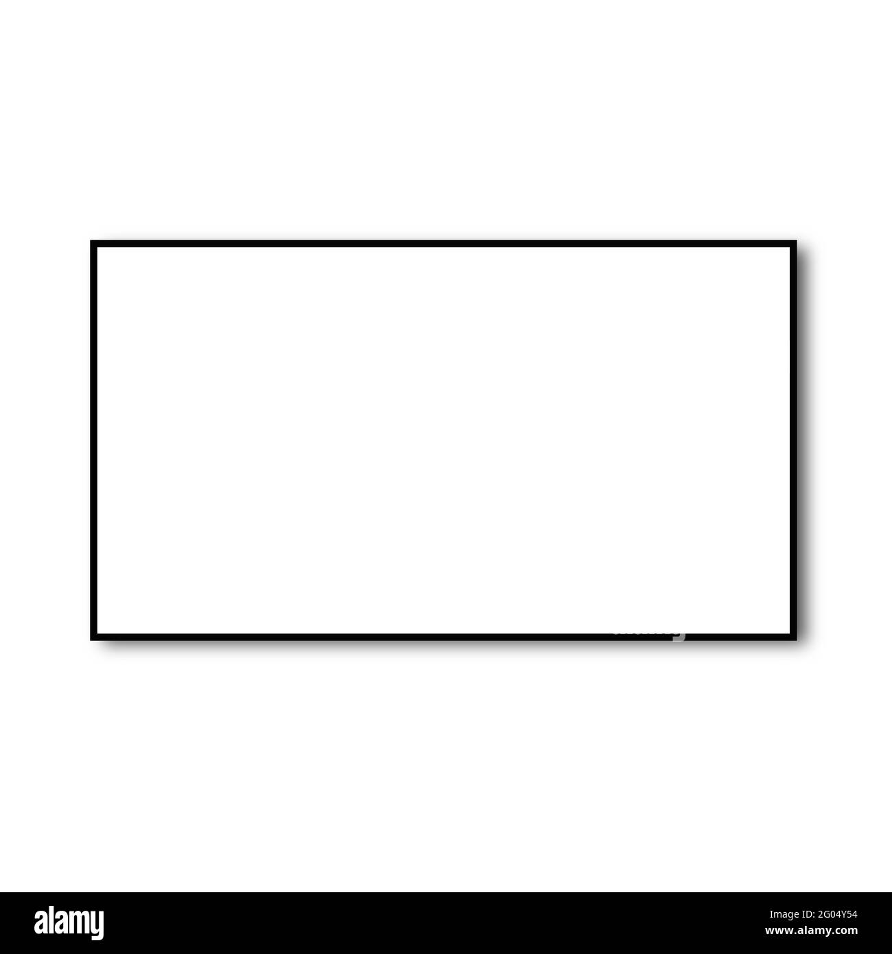 Ein horizontaler rechteckiger leerer fotorahmen mit schwarzen Rändern, Bildvorlage bereit für Bildmockup. Pure Empty White blank mit Schatten. 3D Stockfoto