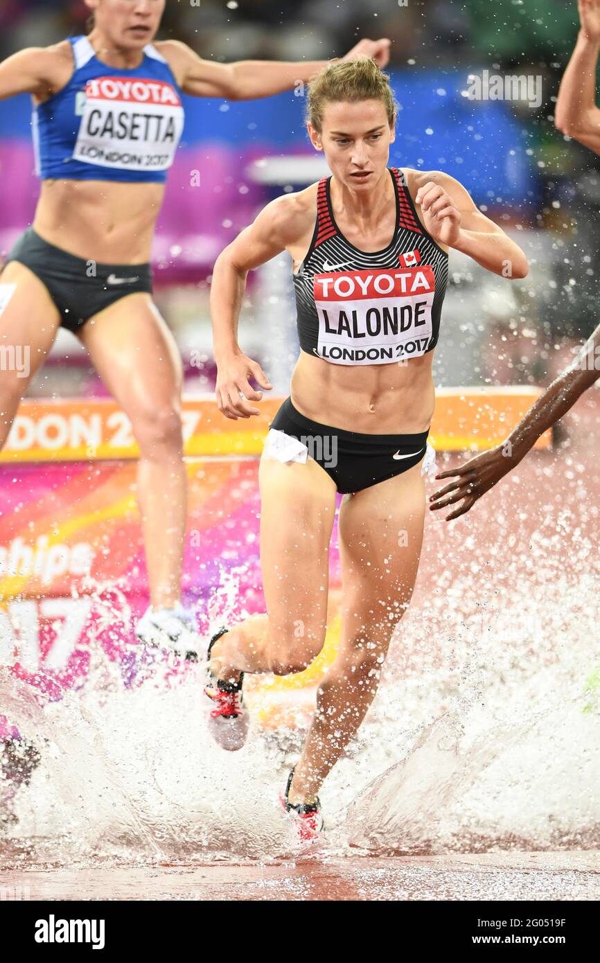 Geneviève Lalonde (Kanada). 3000 Meter Hindernislauf Frauen, Finale. Leichtathletik-Weltmeisterschaften der IAAF. London 2017 Stockfoto