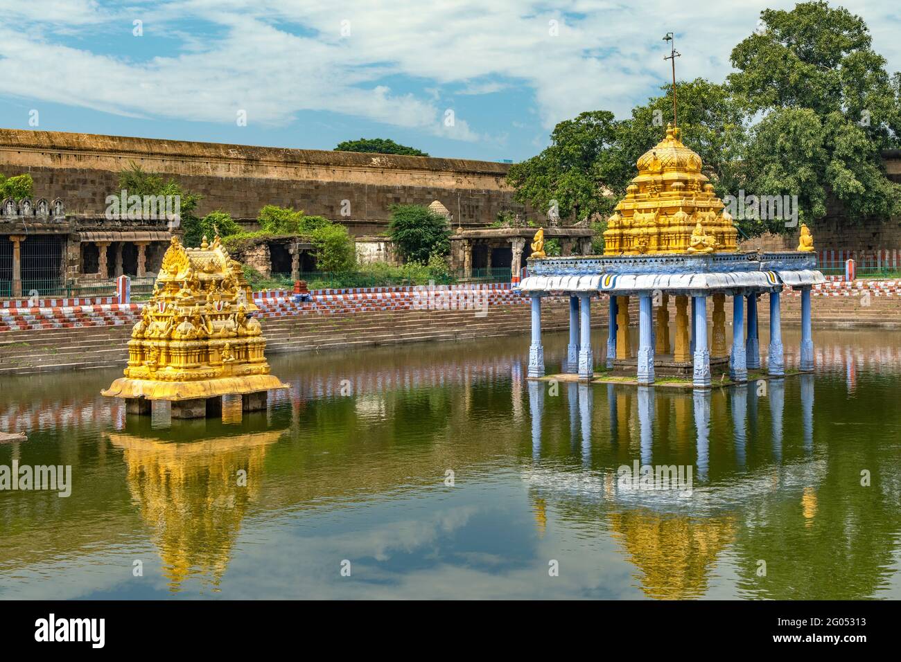 Anantha Theertham, Varadhajara Perumal Temple, Kanchipuram, Tamil Nadu, Indien Stockfoto