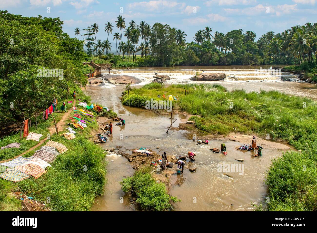 Täglich Waschen bei Veerapandi Fluss, Veerapandi, Tamil Nadu, Indien Stockfoto