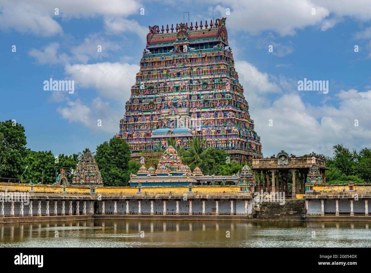 Norden Gopuram, Thillai Nataraja Tempel, Chidambaram, Tamil Nadu, Indien Stockfoto