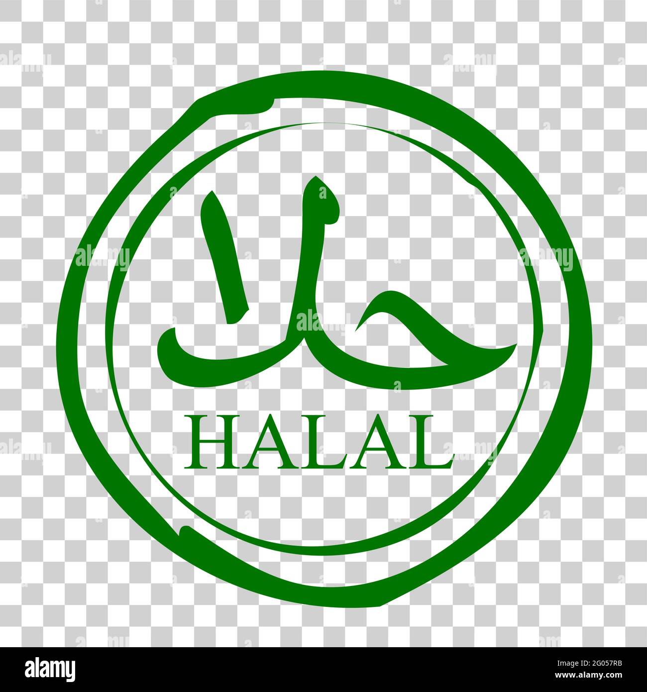 Vector Green Circle Stamp Sign Halal, erlaubt zu essen und zu trinken in islam Menschen, auf transparenten Effekt Hintergrund Stock Vektor