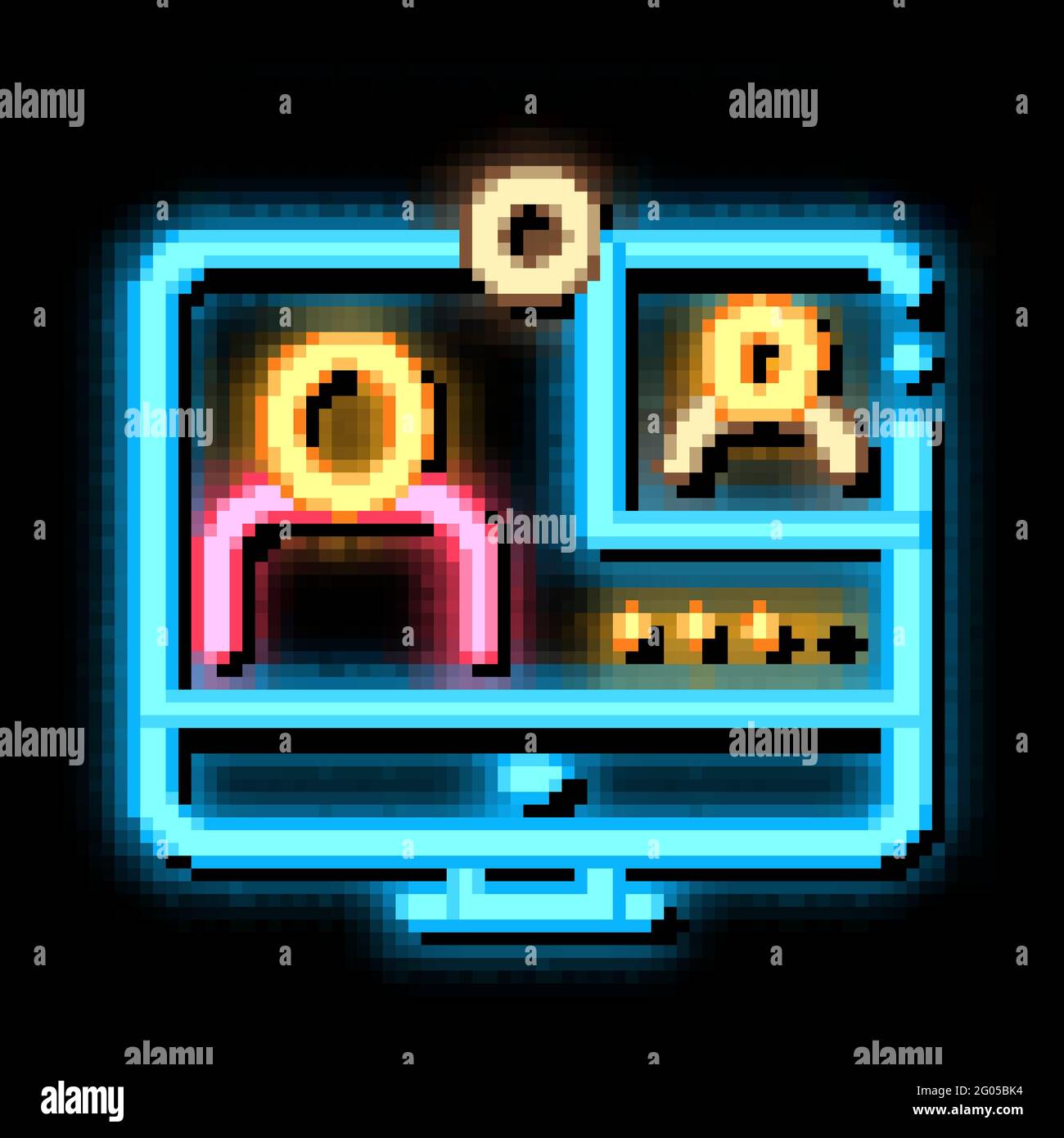 Illustration für das Leuchtsymbol „Student Personal Computer“ in Neonfarben Stock Vektor
