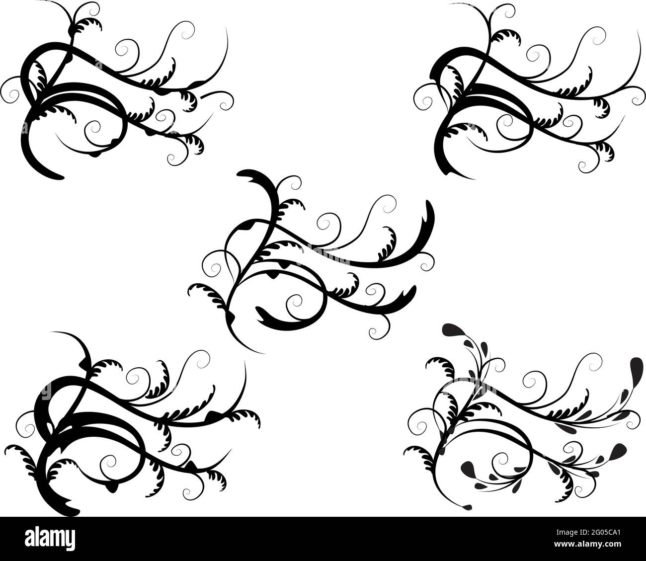 Pflanze Liebe Herzen Blumen Bäume Blatt Orchidee Symbol Zeichen Design Eingestellt Stockfoto