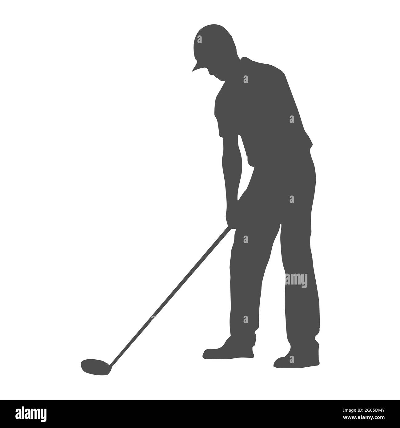 Golf. Solide Silhouette eines Mannes, eines Golfers. Silhouette eines Golfsportlers. Flacher Style Stock Vektor