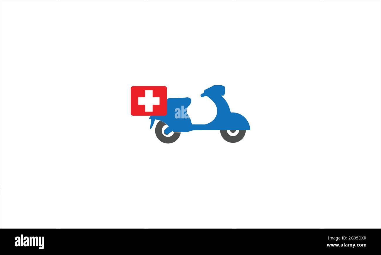 Medizin Motorrad Lieferung Vektor-Symbol in flachem Stil Logo-Design Illustrationsvorlage Stock Vektor