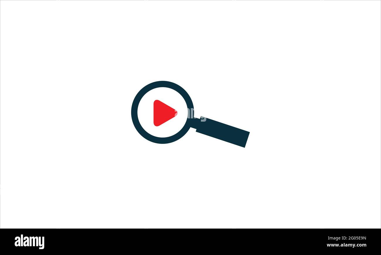 Play-Taste Symbol und Lupe Symbol Logo Design Vektor Abbildung Stock Vektor