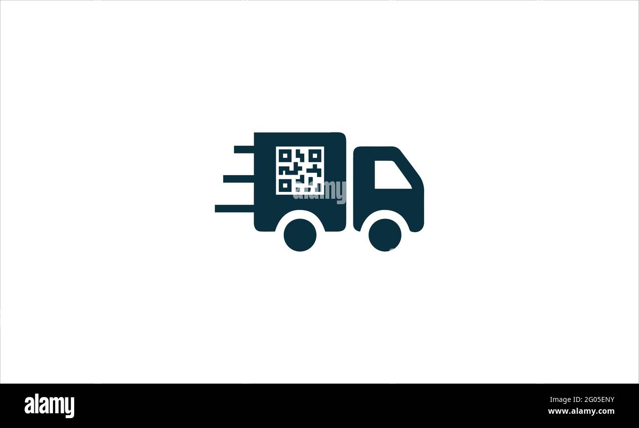Schnelle LKW-Lieferung mit QR-Code-Symbol Logo Design Illustration Symbol Stock Vektor