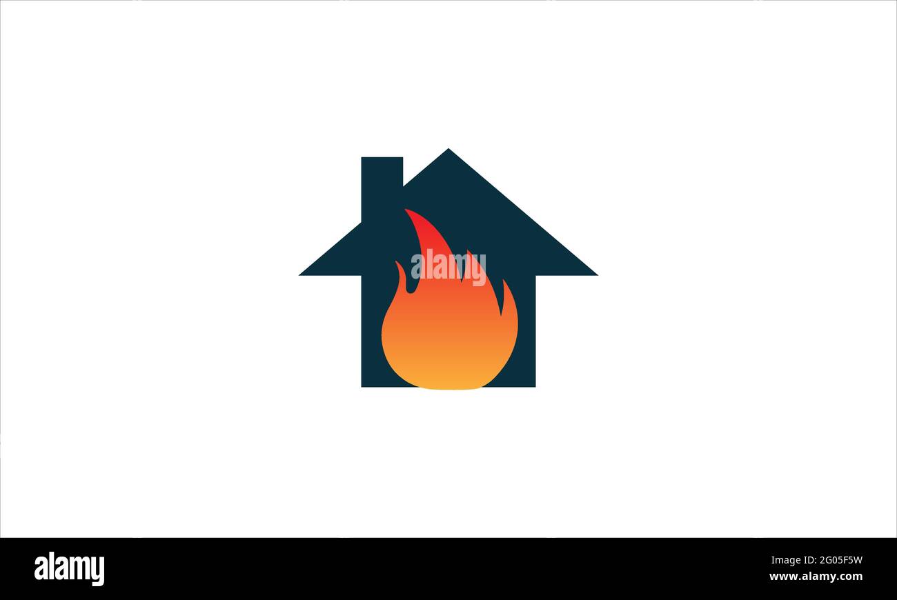 Haus Symbol Logo und Feuer Vektor Design Vorlage Illustration Stock Vektor