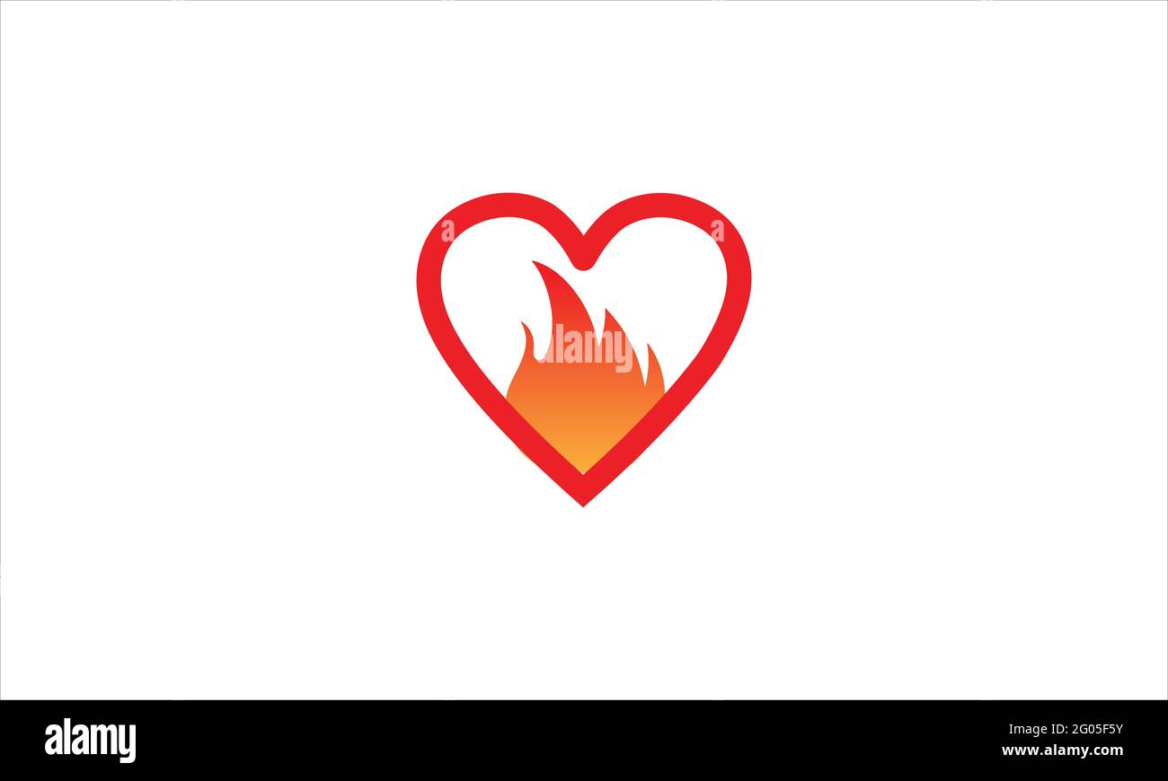 Love Heart mit Flame Fire Symbol Logo Design Illustration Vektor Vorlage Stock Vektor