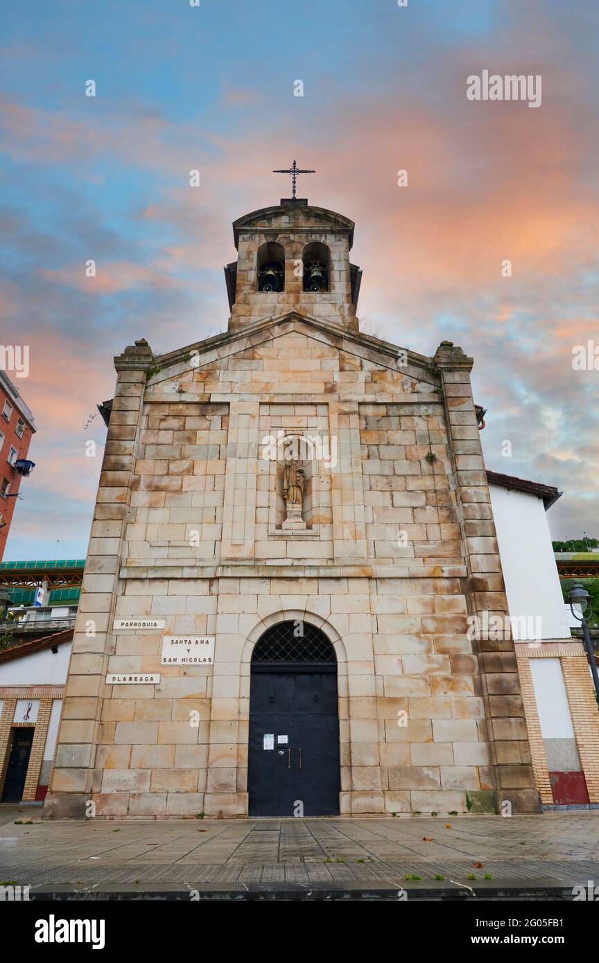 Kirche Santa Ana y San Nicolas, Olabeaga, Bilbao, Biskaya, Baskenland, Euskadi, Euakal Herria, Spanien, Europa Stockfoto