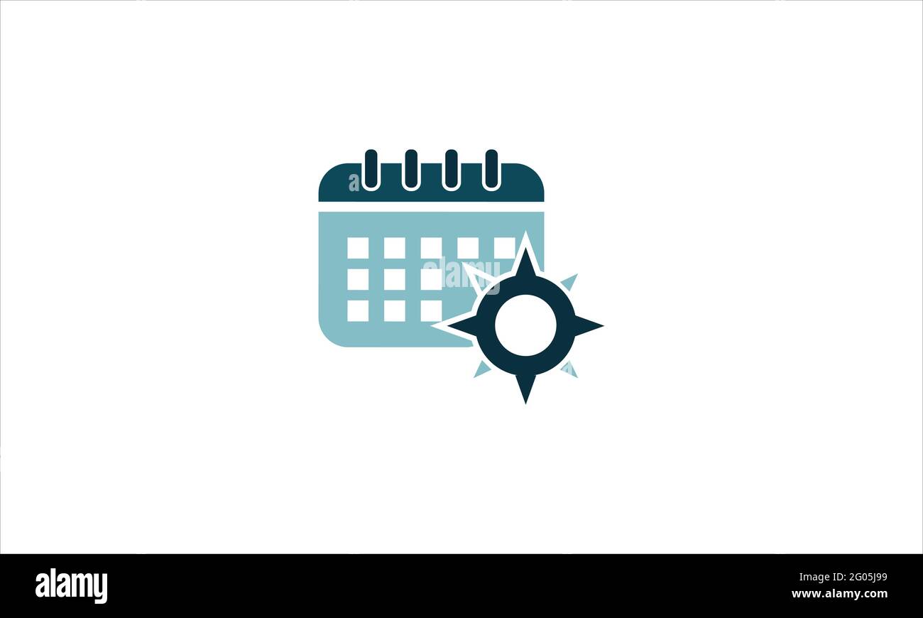 Kompass mit Kalender Logo Symbol Design Vektor Vorlage Illustration Symbol Stock Vektor