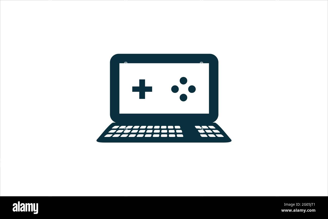 Spiele Laptop Computer Symbol Logo Vektor Vorlage Illustration Stock Vektor