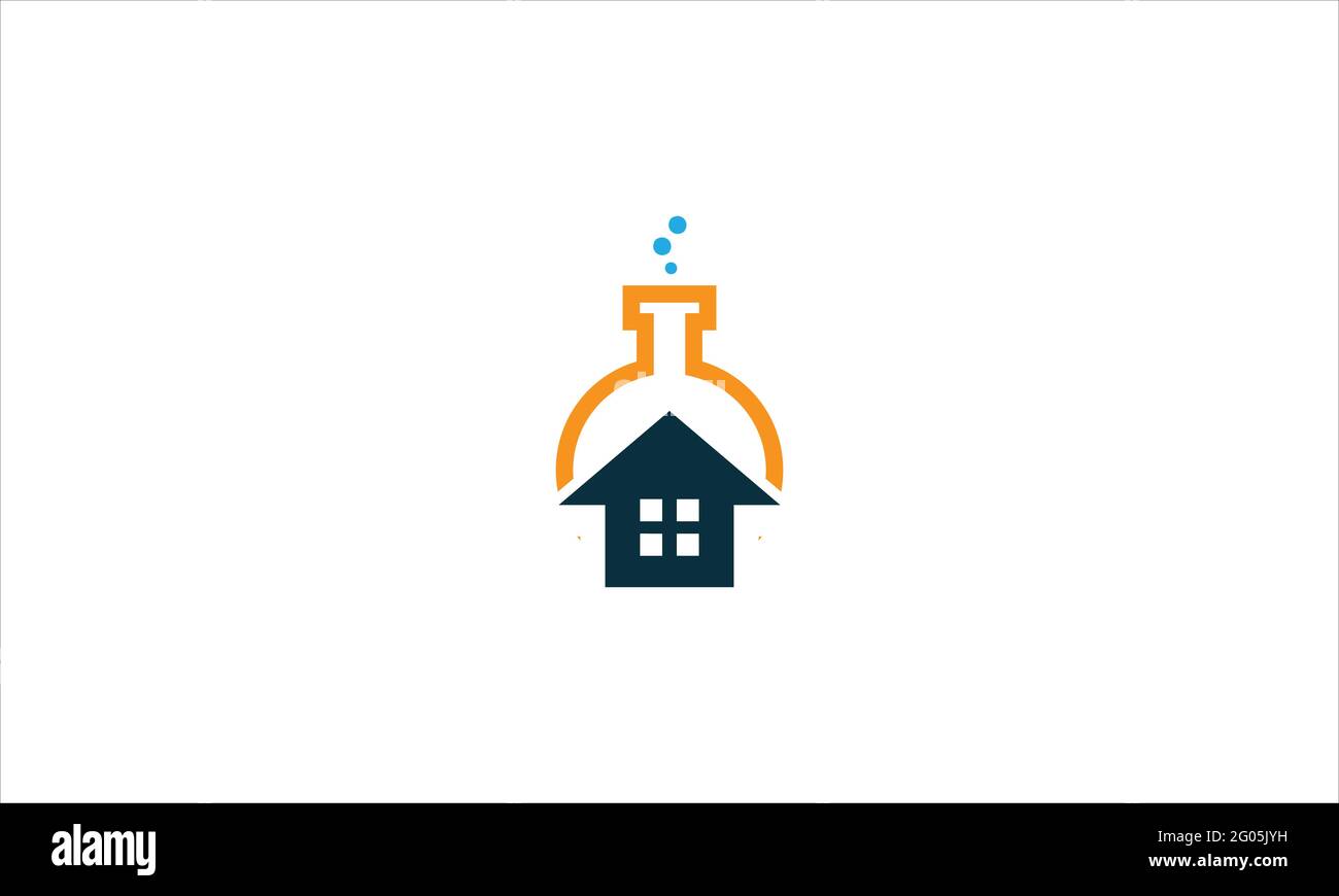 Science House oder Lab House Studio Icon Logo in minimal Vektorvorlage für flaches Design Stock Vektor