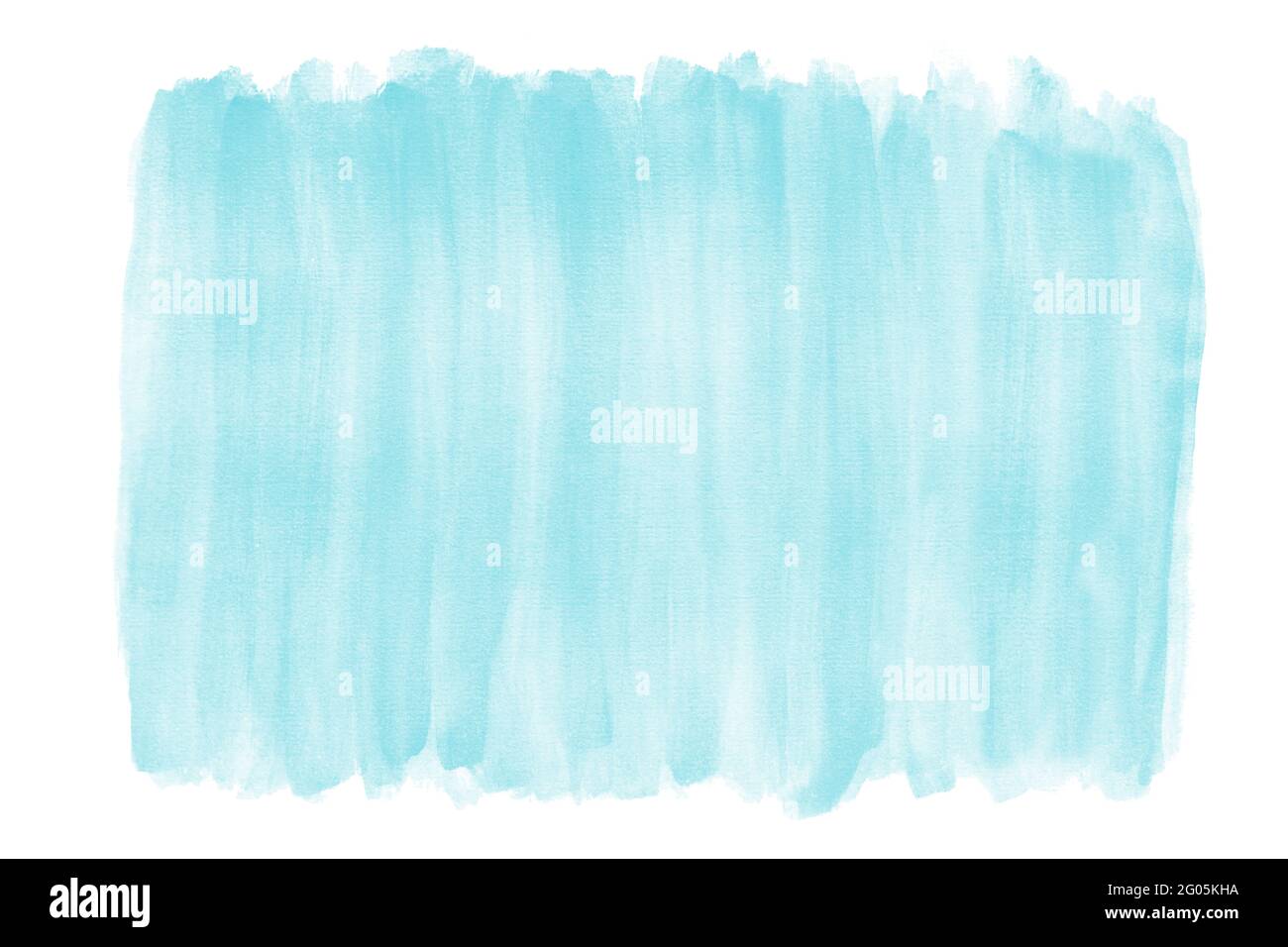 Hellblauer Aquarellhintergrund mit Pinselstrich-Textur und rauen Kanten Stockfoto