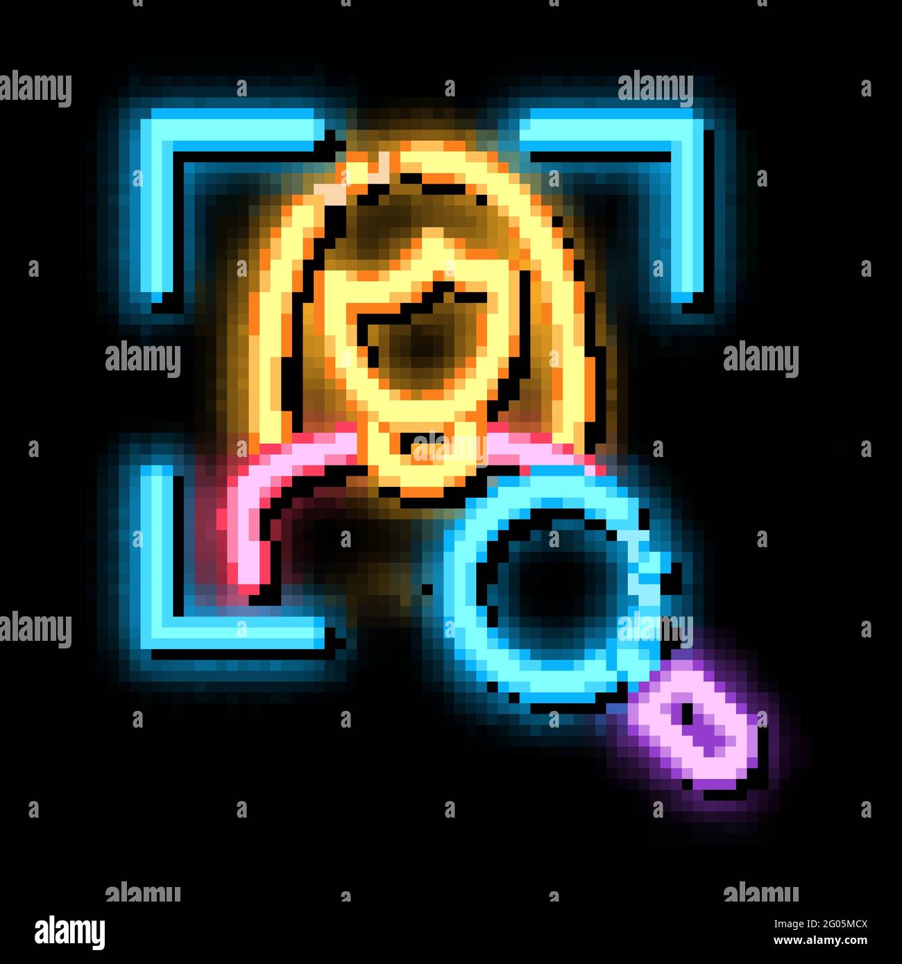Abbildung des Symbols „Woman Identity Check“ mit Neonlicht Stock Vektor