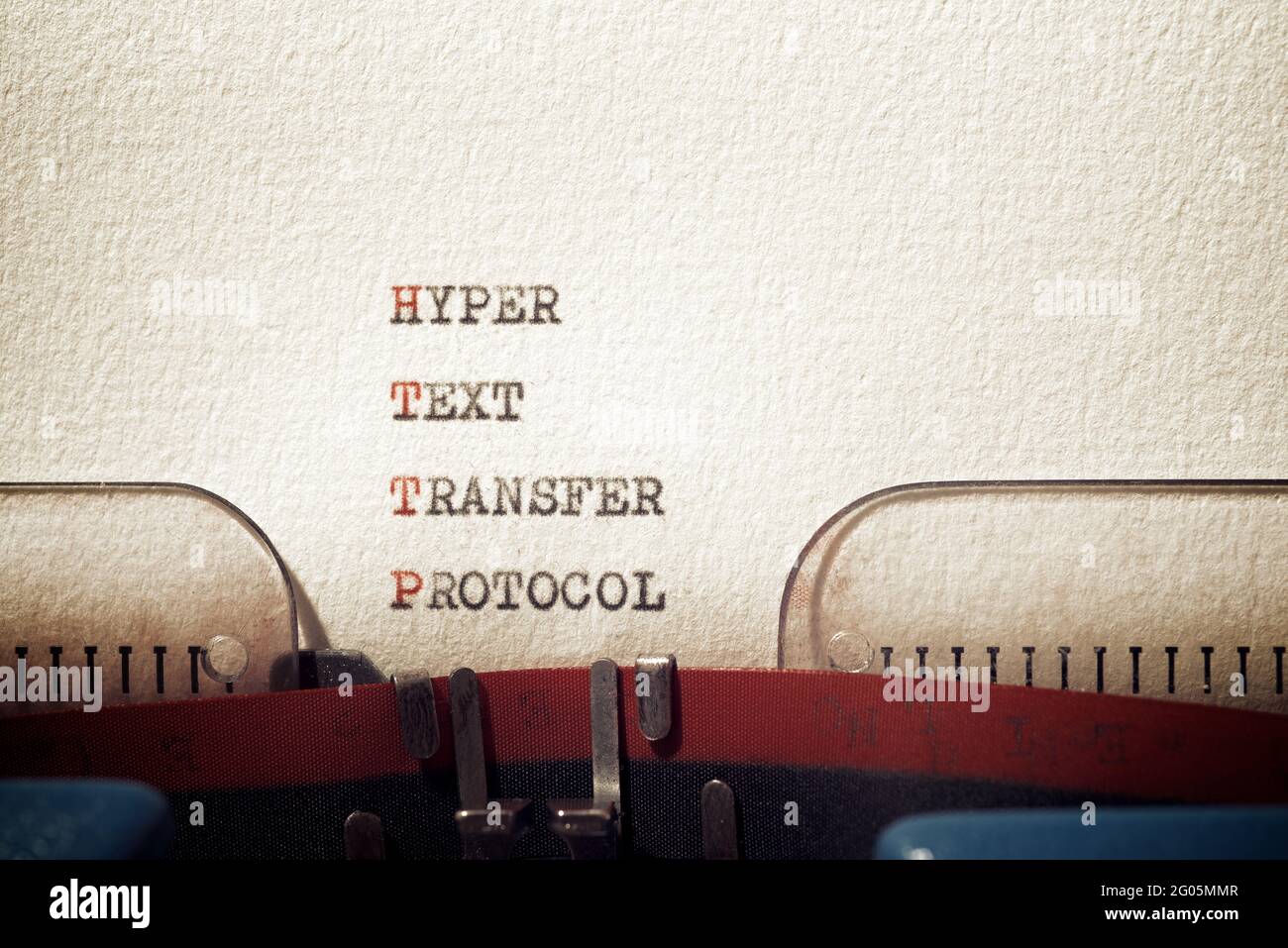 Mit einer Schreibmaschine geschriebener Satz für das Hyper-Text-Übertragungsprotokoll. Stockfoto