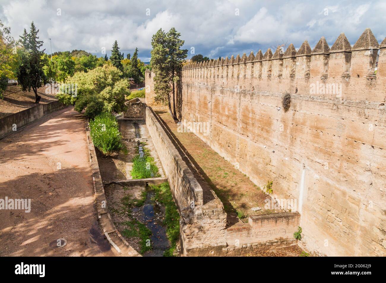 Befestigungsmauern von Alcazar in Cordoba, Spanien Stockfoto