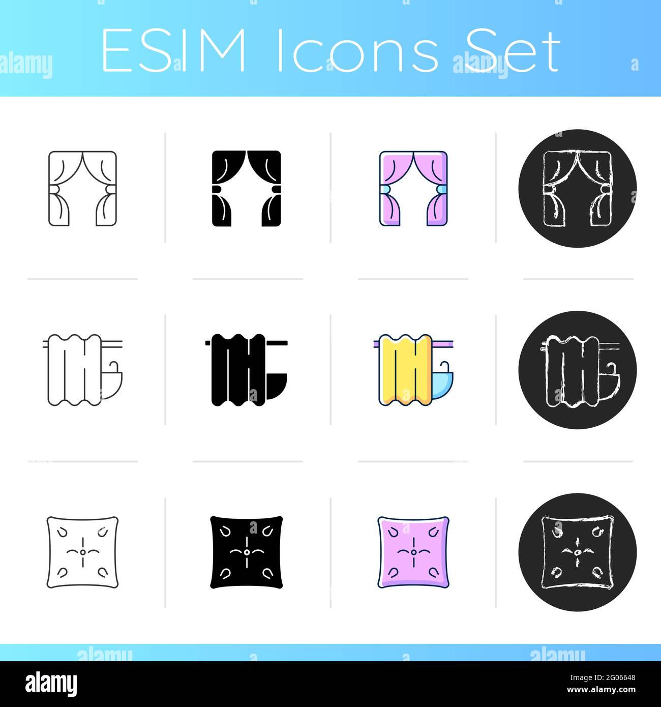 Home textile Produkte Icons Set Stock Vektor