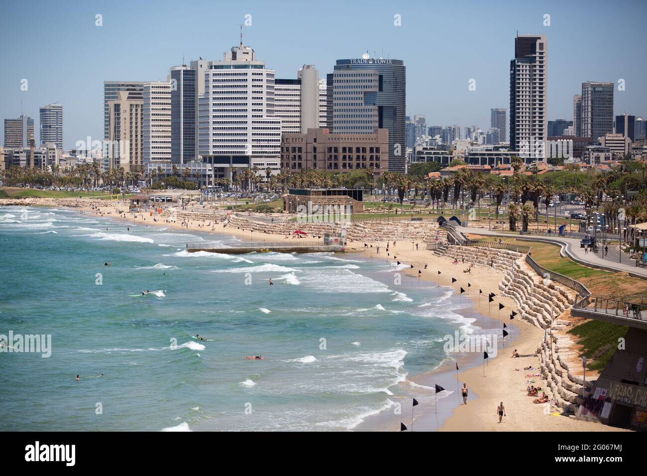 Blick auf Tel Aviv, von Jaffa aus gesehen Stockfoto