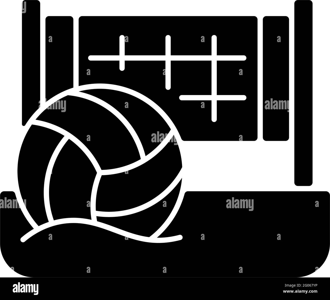 Beachvolleyball-Symbol mit schwarzer Glyphe Stock Vektor