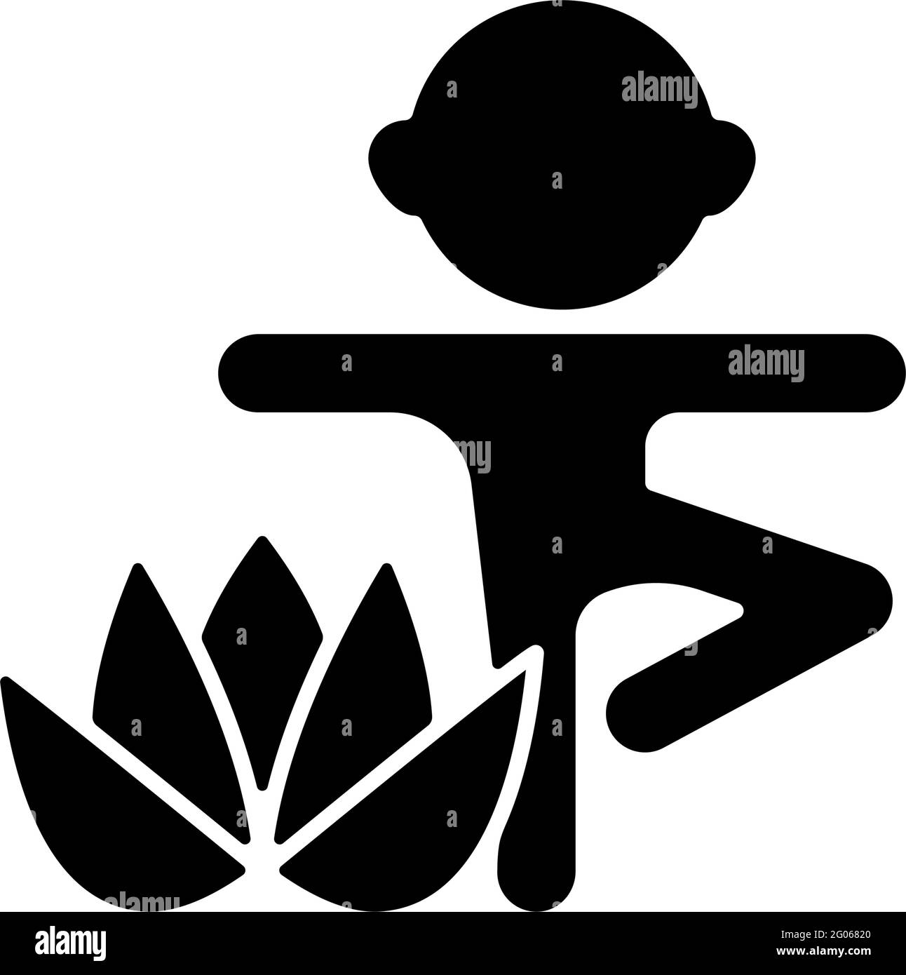 Kinder Yoga schwarze Glyphe Symbol Stock Vektor