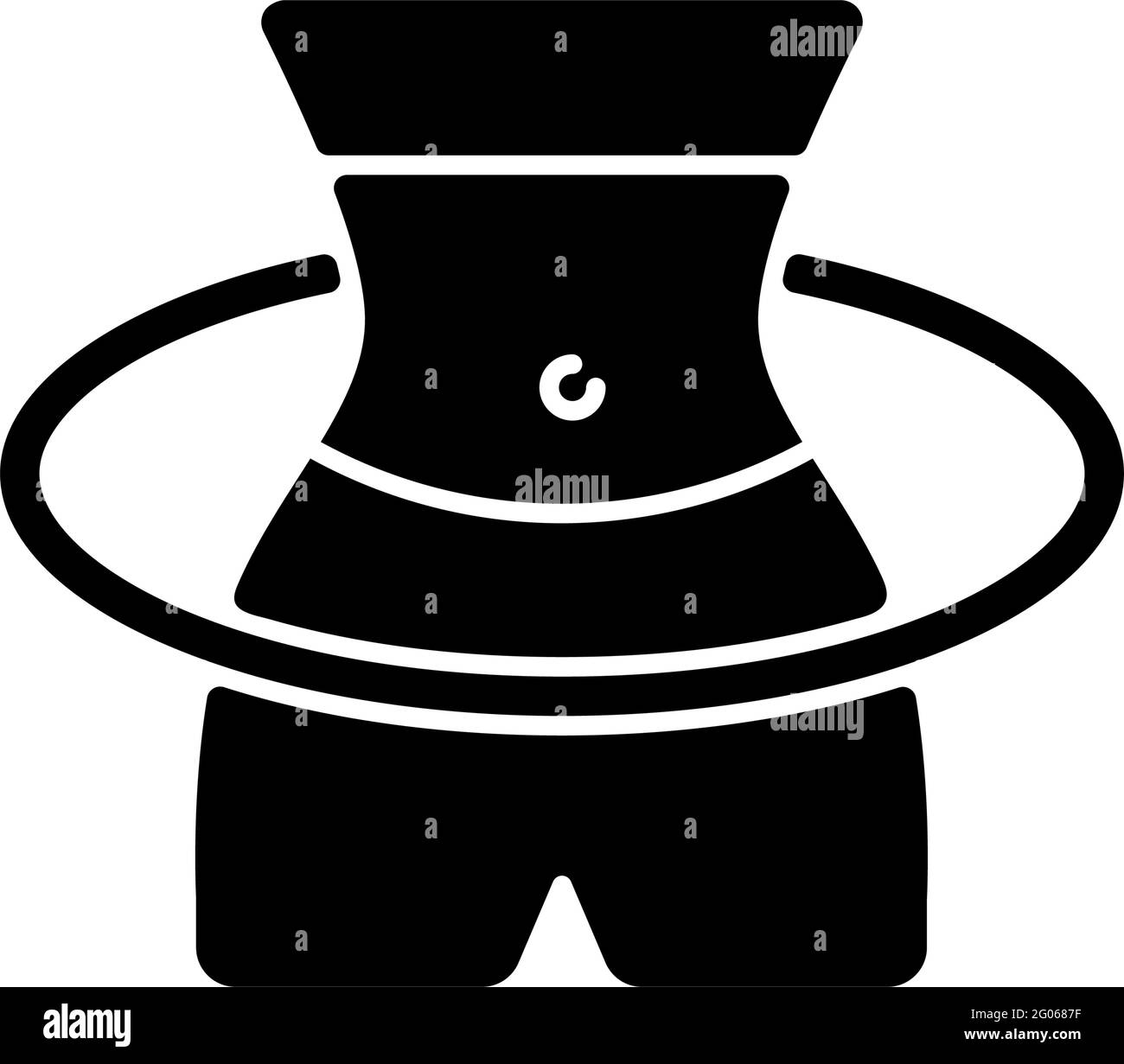 Hula Hoop Workout, schwarzes Glyphen-Symbol Stock Vektor