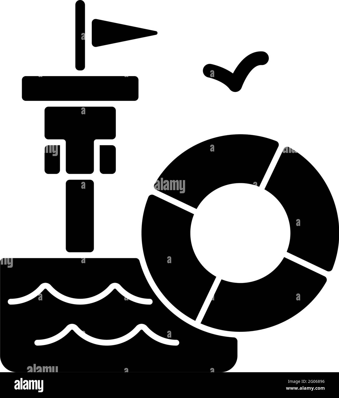 Schwarzes Glyphen-Symbol für Rettungsschwimmer Stock Vektor