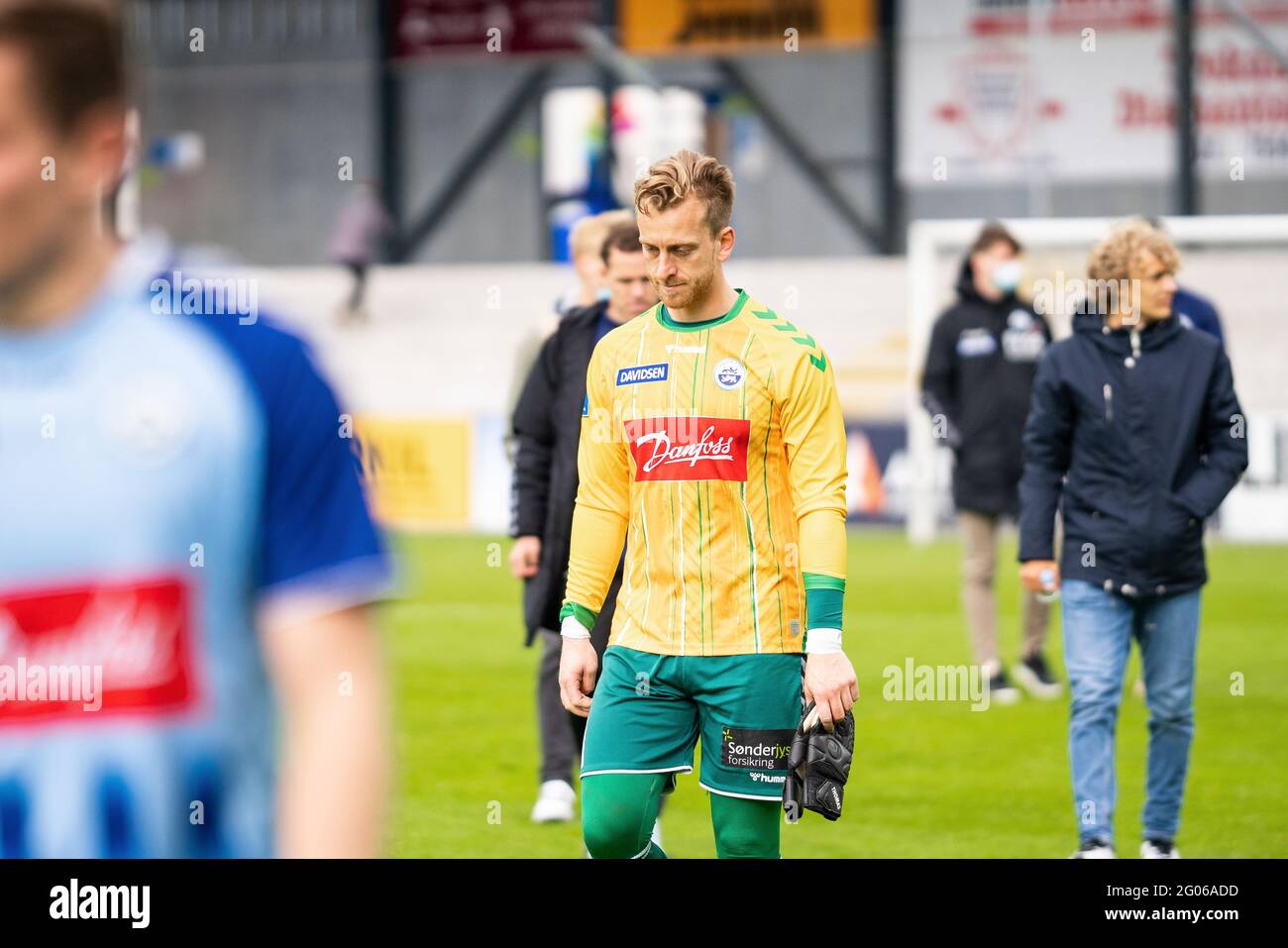 Haderselv, Dänemark. Mai 2021. Thomas Lawrence (1) von SonderjyskE beim 3F Superliga-Spiel zwischen SonderjyskE und AAB im Sydbank Park in Haderslev. (Foto: Gonzales Foto: Gastón Szerman). Stockfoto