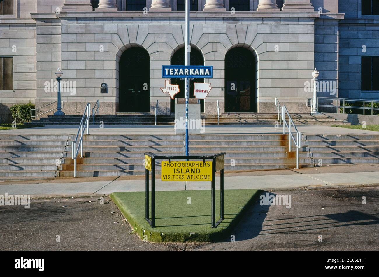 1970er Amerika - State Line, Texarkana, Texas und Arkansas 1979 Stockfoto