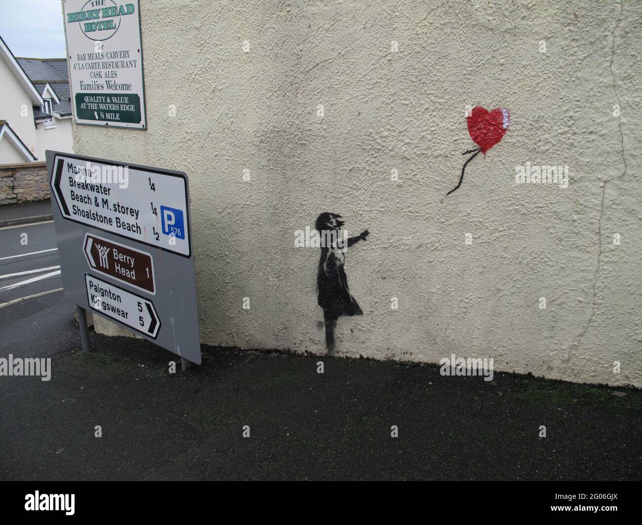 Banksy Girl mit rotem Ballon Stockfoto