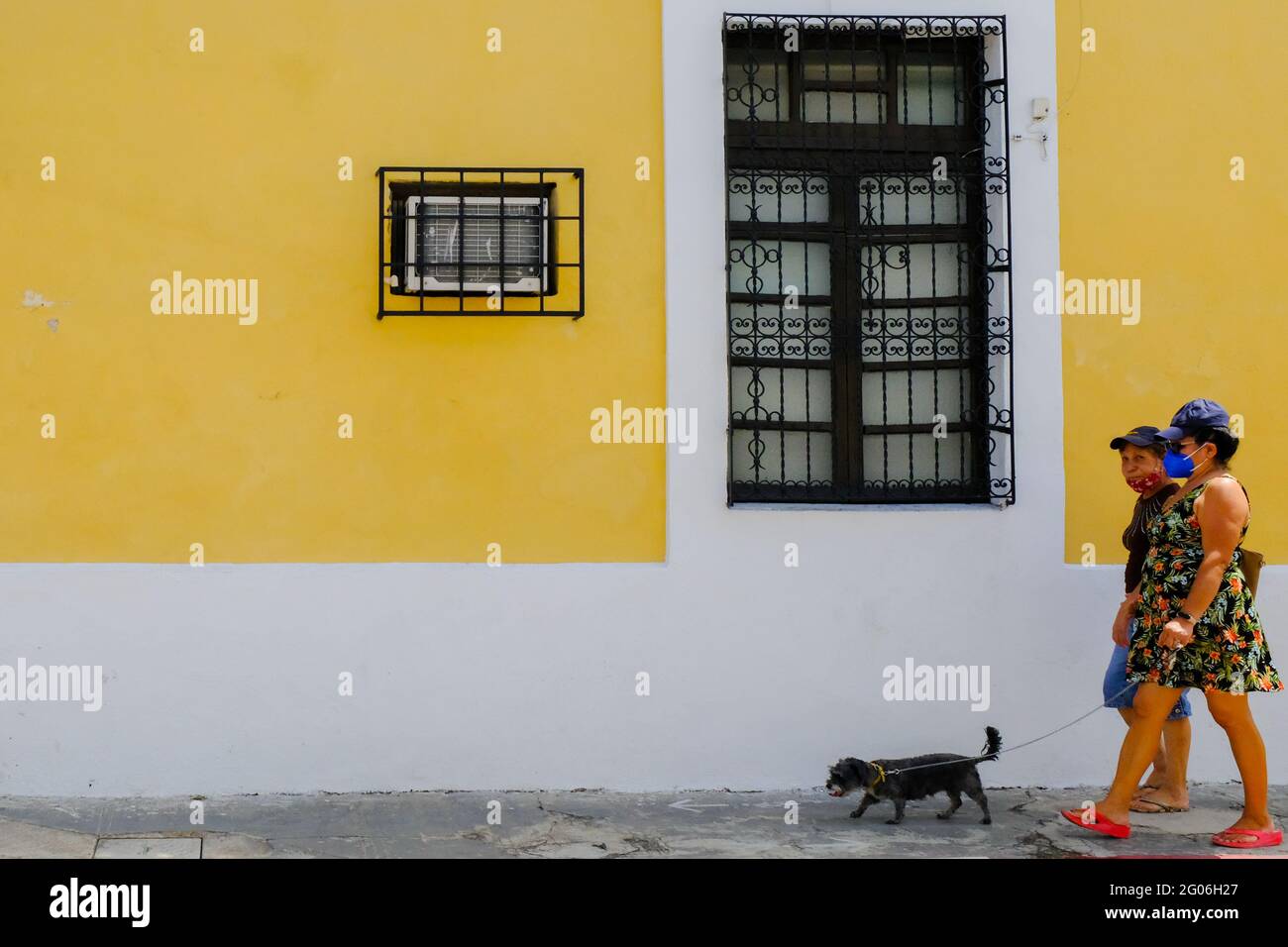 Straßenszene im Centro Merida während der Pandemie von Covid-19, Merida, Mexiko Stockfoto