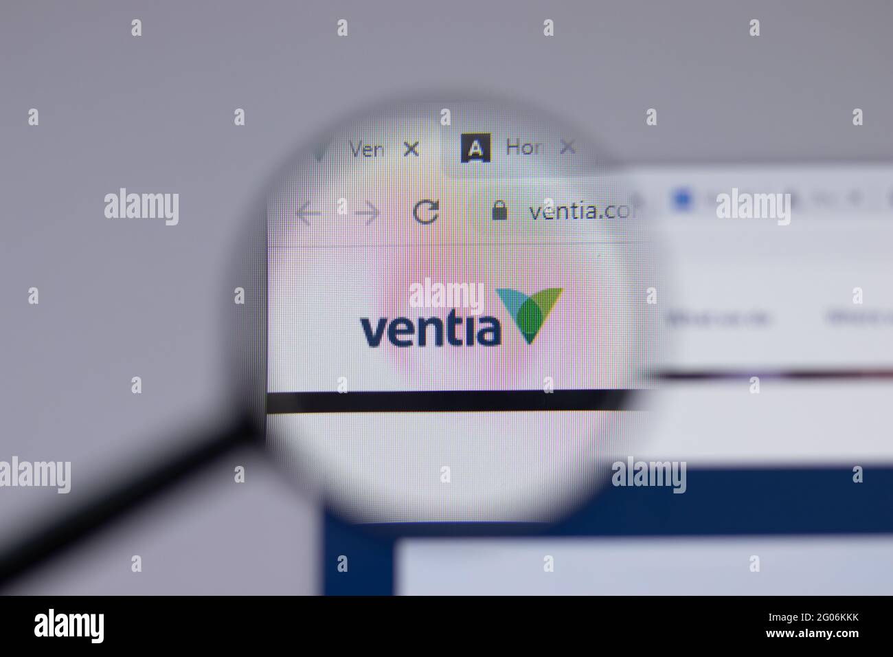 Los Angeles, California, USA - 1. Juni 2021: Ventia-Logo oder -Symbol auf Website-Seite, illustrative redaktionelle Verwendung Stockfoto