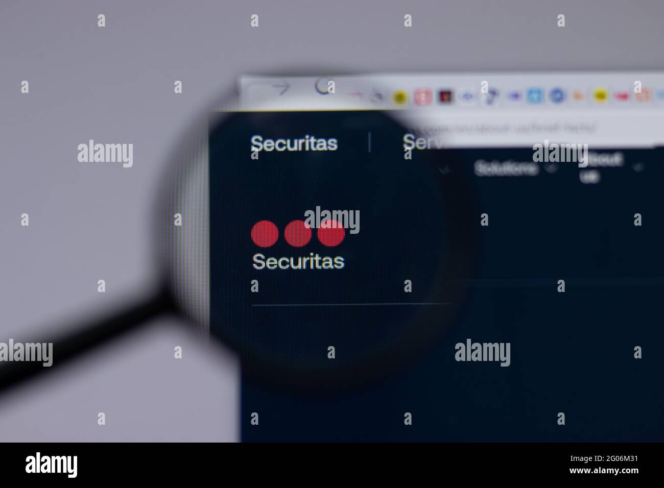 Los Angeles, Kalifornien, USA - 1. Juni 2021: Securitas-Logo oder -Symbol auf Website-Seite, illustratives Editorial Stockfoto