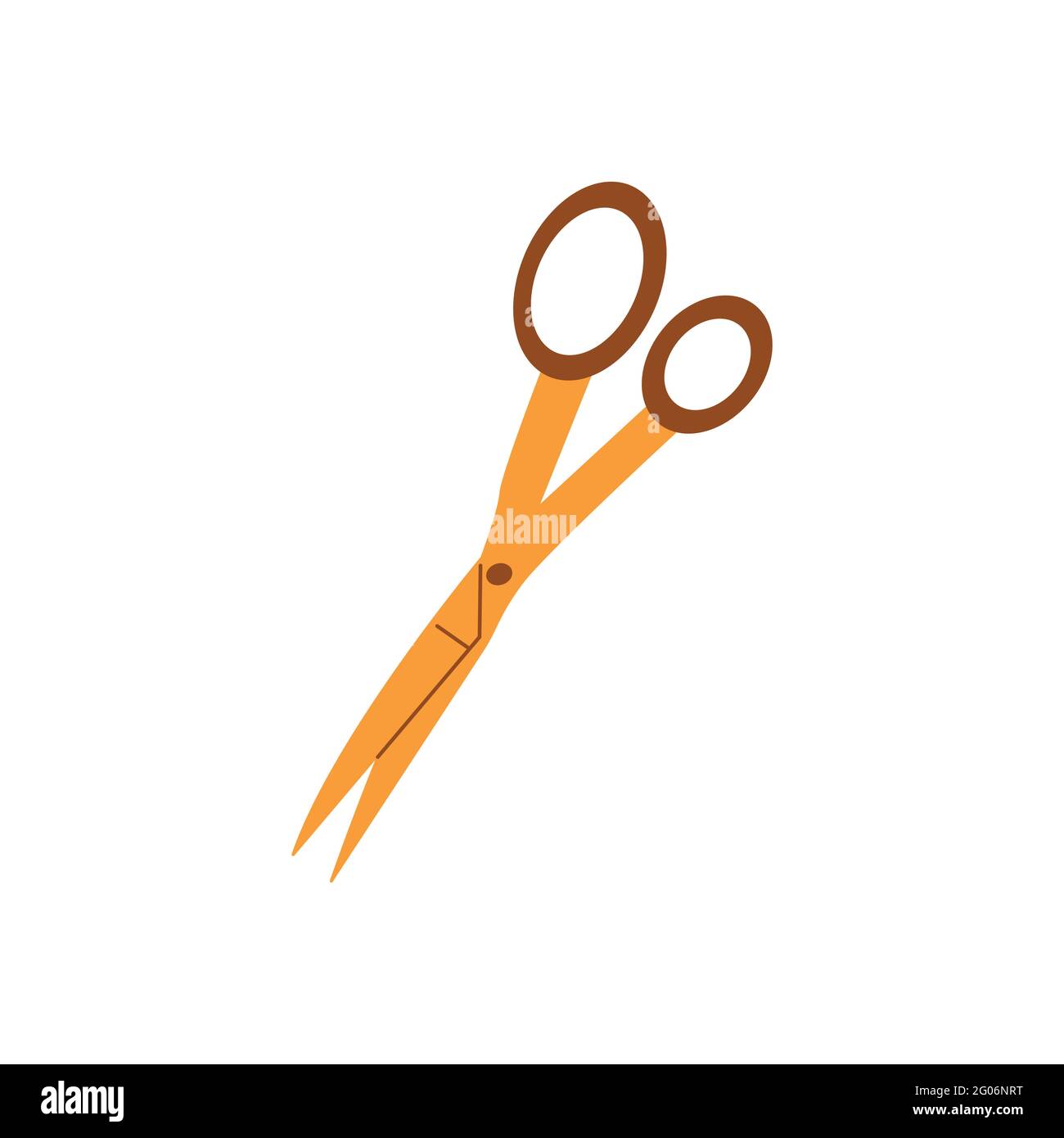 Schere. Vektor isoliert von Hand gezeichnet bunte Einzel-Symbol-Illustration. Schreibwaren. Nähelement Stock Vektor