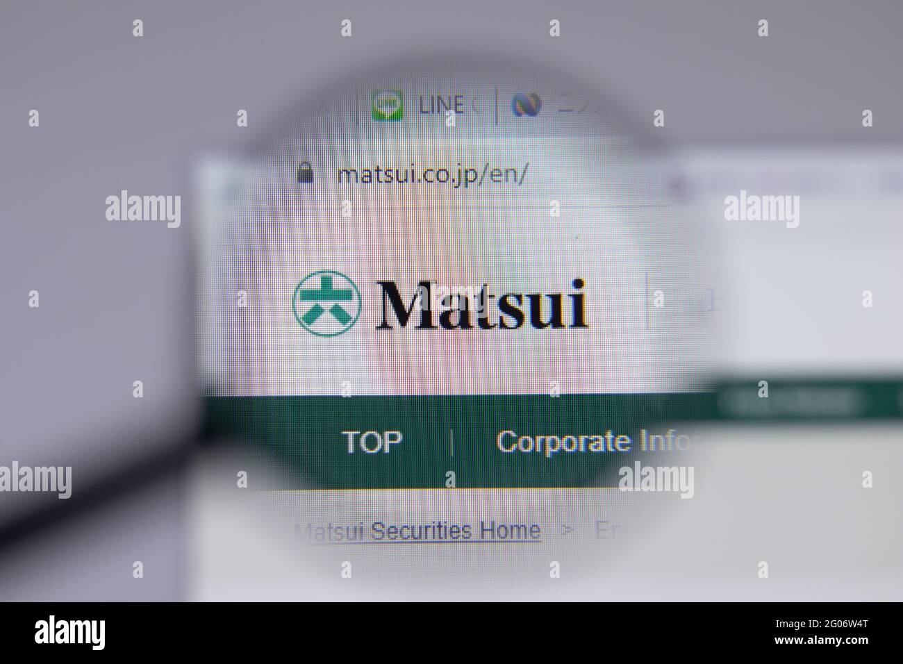 Los Angeles, Kalifornien, USA - 1. Juni 2021: Matsui Securities Logo oder Symbol auf Website-Seite, illustrative Editorial Stockfoto