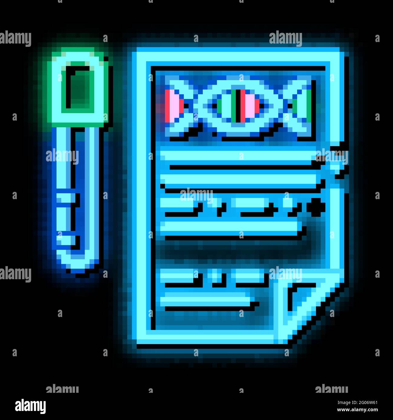 Ergebnis Testliste Leuchtsymbol für den Kolben mit Neonlicht Stock Vektor