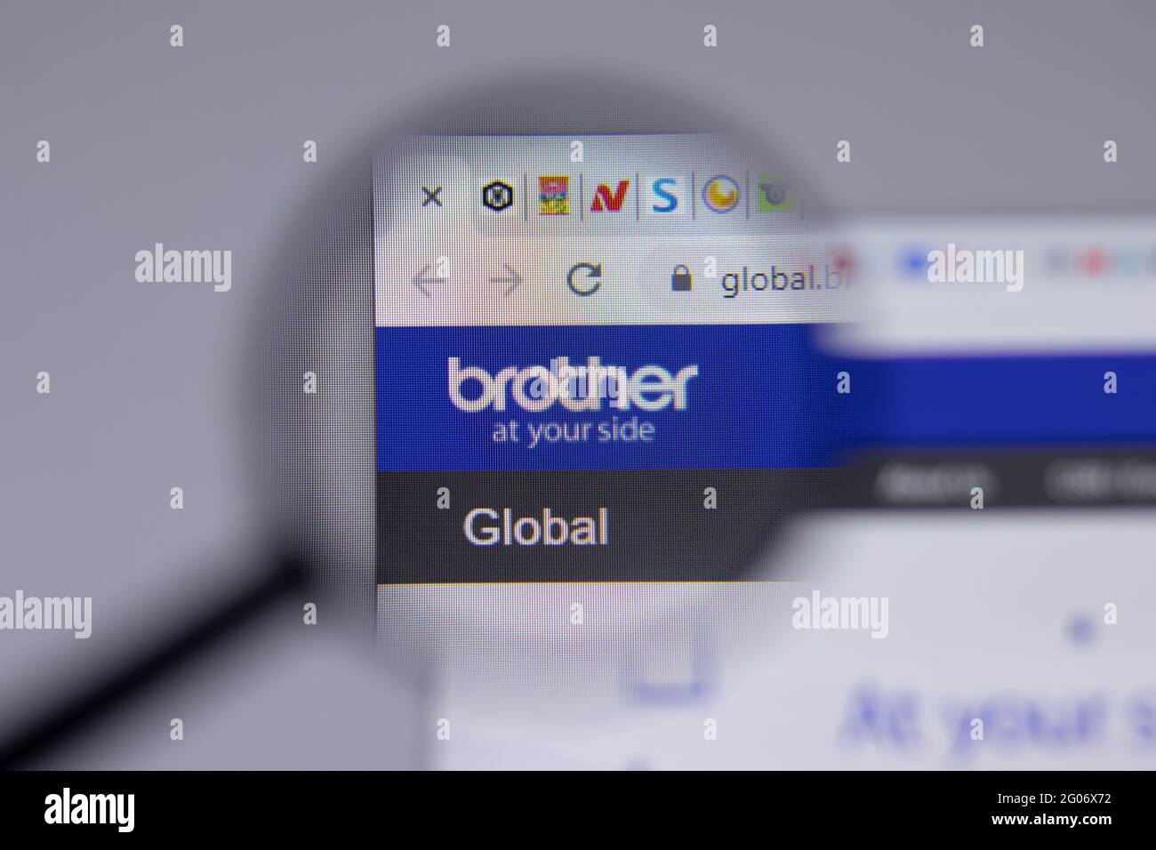 Los Angeles, Kalifornien, USA - 1. Juni 2021: Brother Industries Logo oder Symbol auf Website-Seite, illustratives Editorial Stockfoto