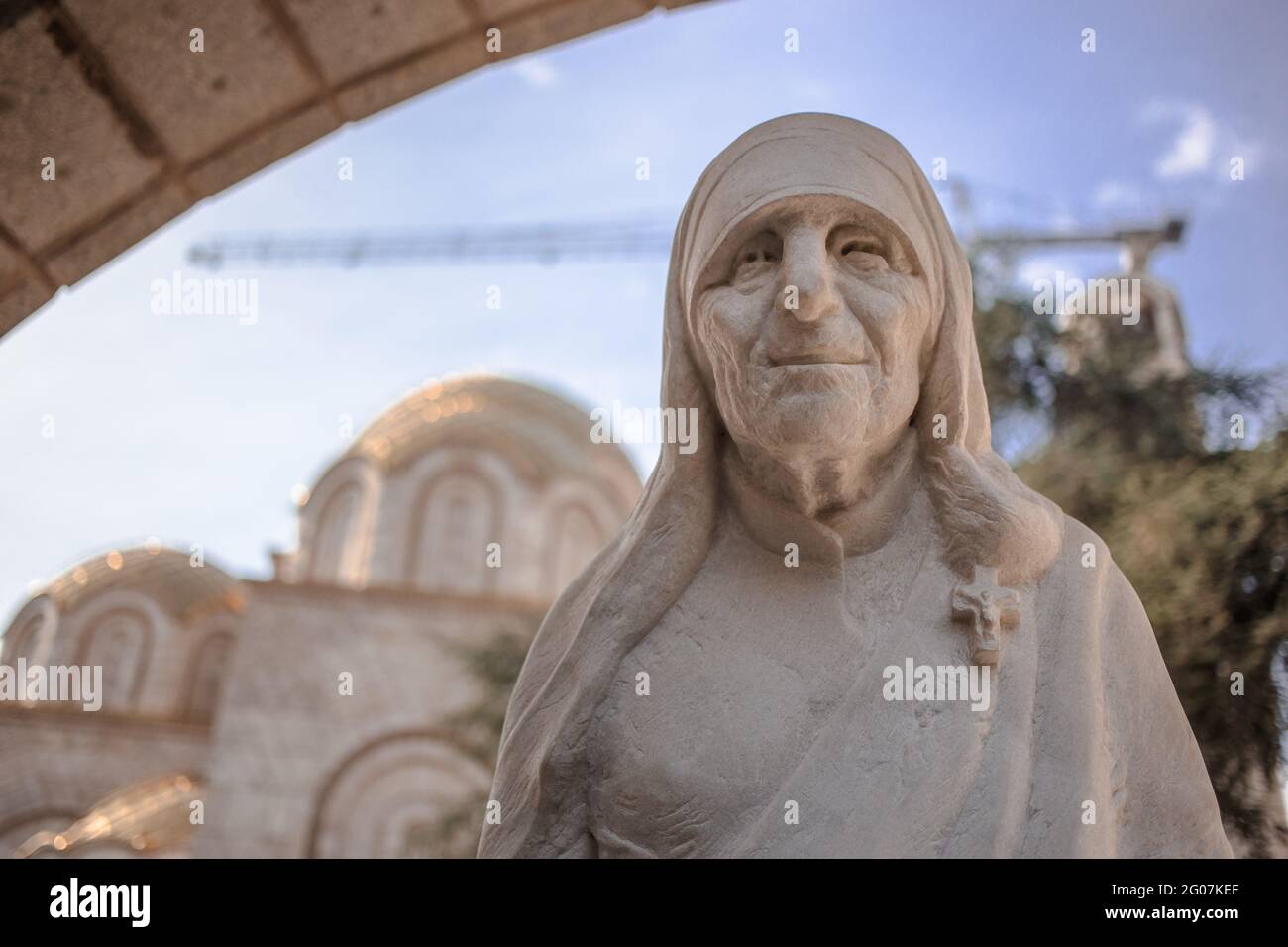 Nordmakedonien, Skopje, Mai 2020, Statue der heiligen Mutter Teresa Stockfoto