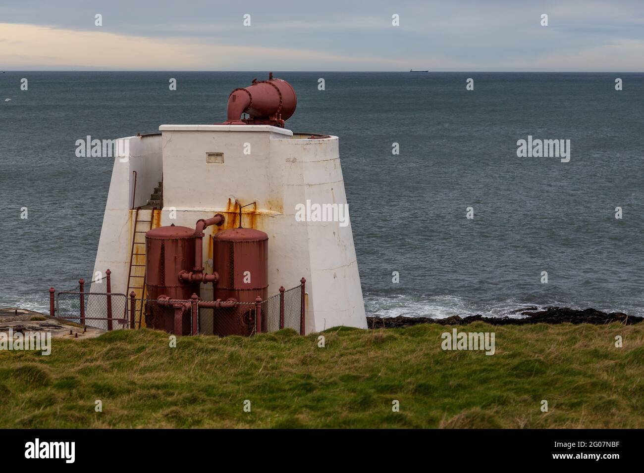 Fraserburgh, Schottland, Großbritannien - 05. Februar 2016: Die Leuchttürme von Kinnaird Head, einer der ursprünglichen schottischen Leuchtturm von Stephenson. Museum of Scottish Lighth Stockfoto
