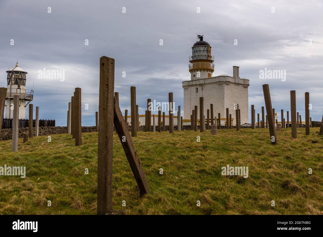 Fraserburgh, Schottland, Großbritannien - 05. Februar 2016: Die Leuchttürme von Kinnaird Head, einer der ursprünglichen schottischen Leuchtturm von Stephenson. Museum of Scottish Lighth Stockfoto