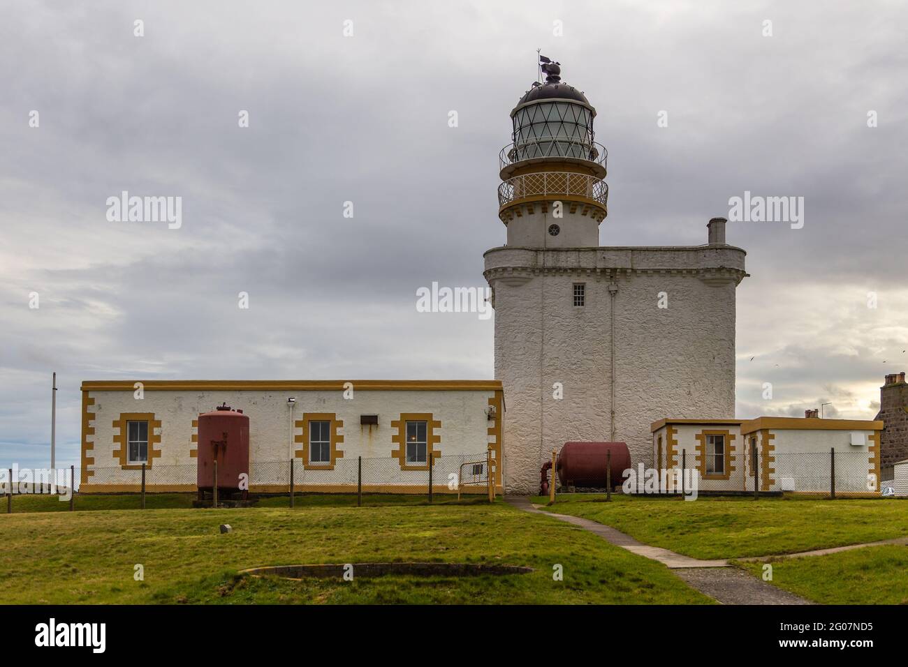 Fraserburgh, Schottland, Großbritannien - 05. Februar 2016: Die Leuchttürme von Kinnaird Head, einer der ursprünglichen schottischen Leuchtturm von Stephenson. Museum of Scottish Lighth Stockfoto
