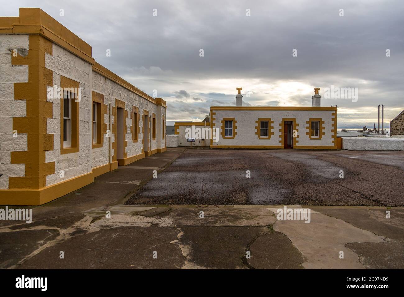 Fraserburgh, Schottland, Großbritannien - 05. Februar 2016: Die Leuchttürme von Kinnaird Head, einer der ursprünglichen schottischen Leuchtturm von Stephenson. Museum of Scottish Lighth Stockfoto