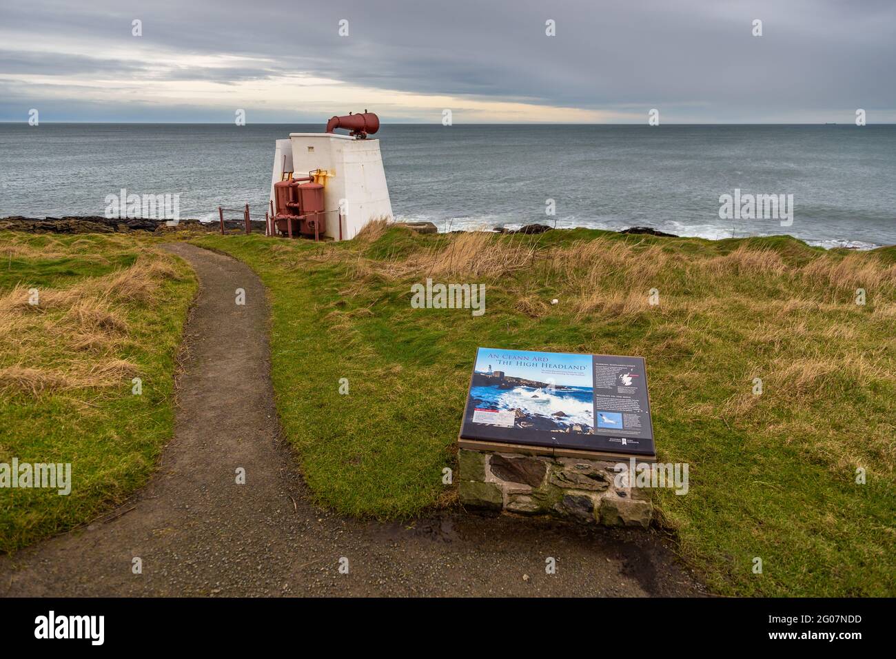 Fraserburgh, Schottland, Großbritannien - 05. Februar 2016: Die Leuchttürme von Kinnaird Head, einer der ursprünglichen schottischen Leuchtturm von Stephenson. Museum of Scottish Lighth Stockfoto