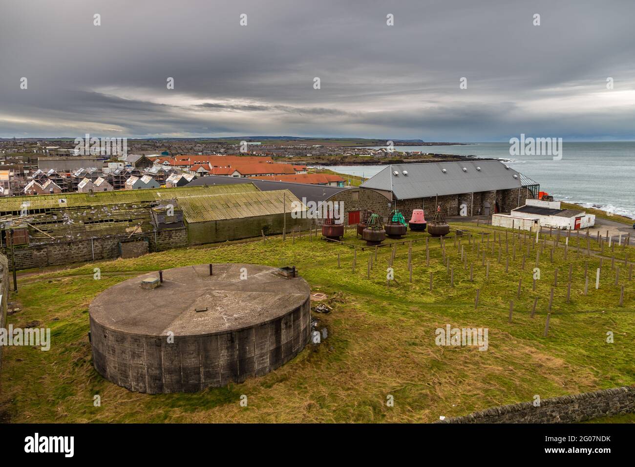 Fraserburgh, Schottland, Großbritannien - 05. Februar 2016: Die Leuchttürme von Kinnaird Head, einer der ursprünglichen schottischen Leuchtturm von Stephenson. Museum of Scottish Lighth Stockfoto