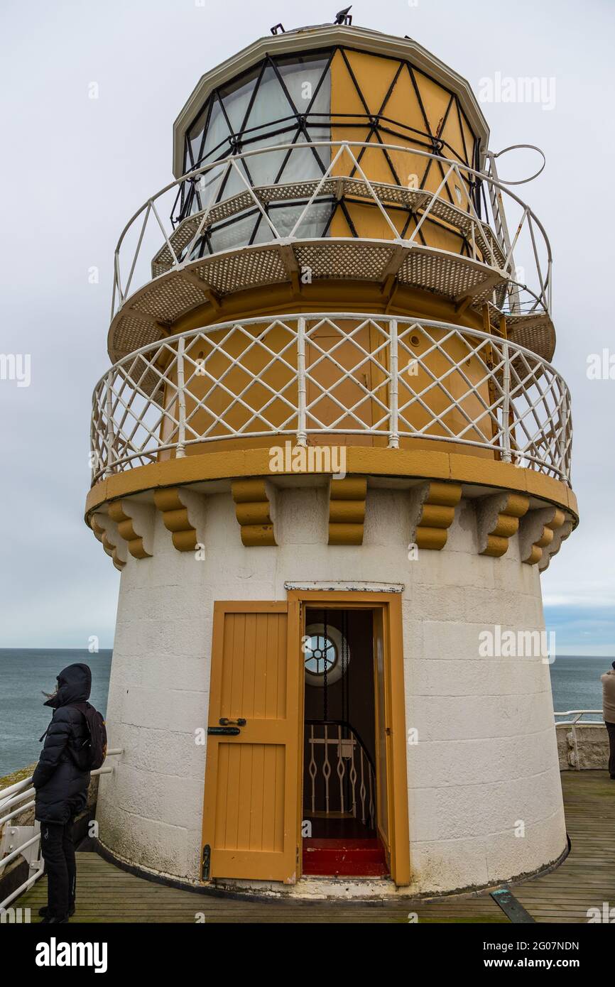 Fraserburgh, Schottland, Großbritannien - 05. Februar 2016: Die Leuchttürme von Kinnaird Head, einer der ursprünglichen schottischen Leuchtturm von Stephenson. Museum of Scottish Lighth Stockfoto