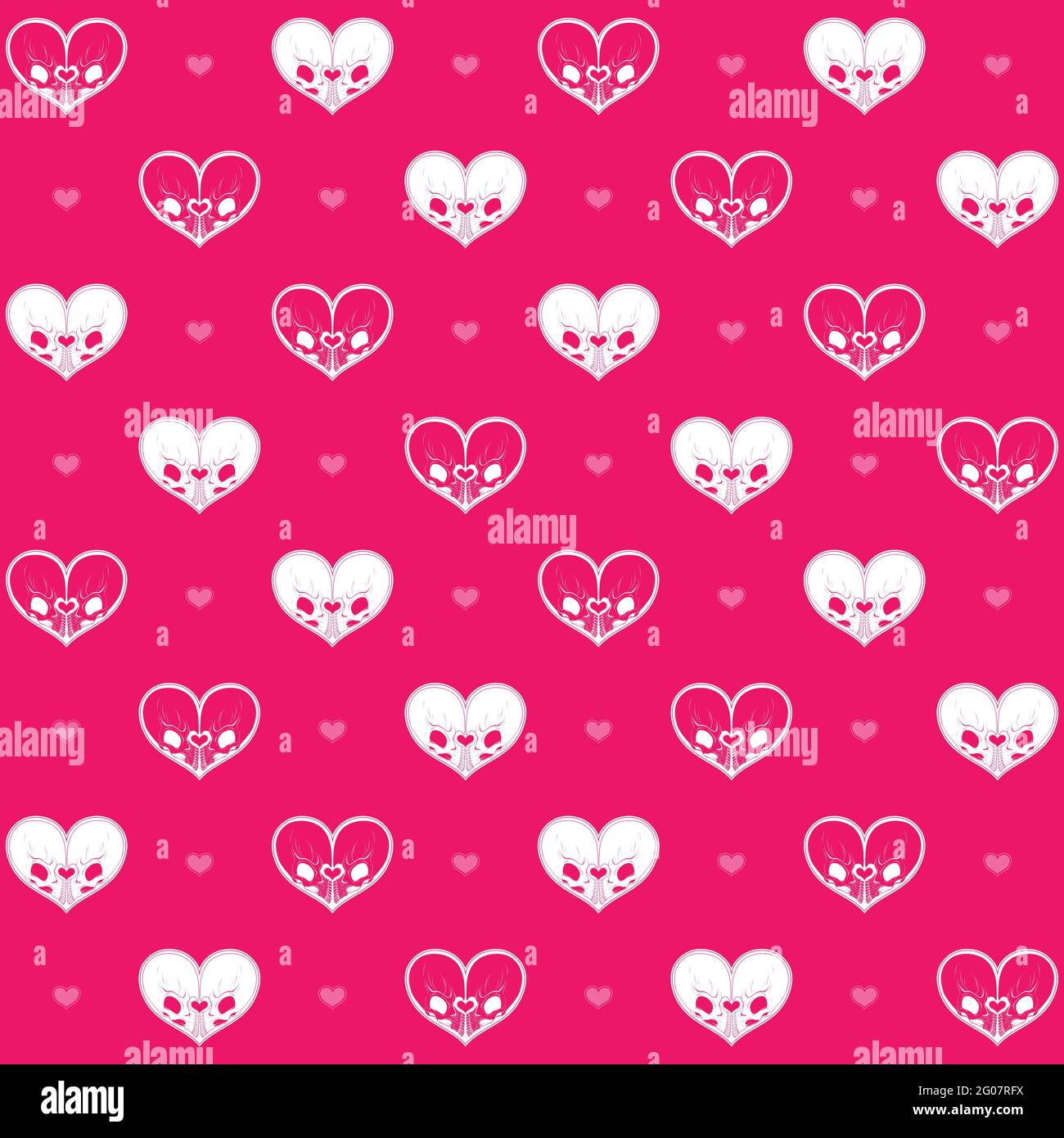 Vektor-Design von Muster mit herzförmigen Schädeln, valentinstag Dekoration Stock Vektor