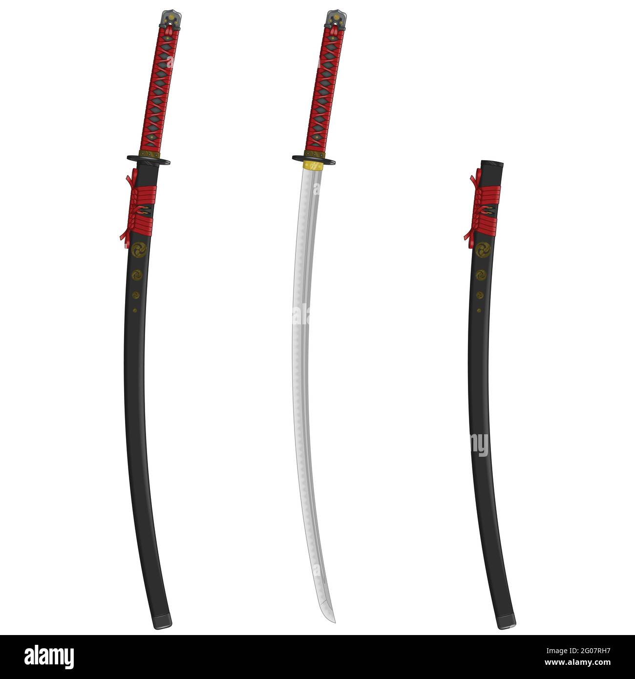 Vektor-Design eines Katana Samurai Schwerter, Katana Schwert aus dem alten feudalen japan, von Samurai Krieger verwendet Stock Vektor